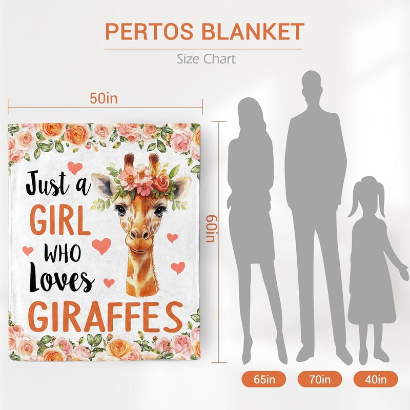 Levens Giraffe Blanket 50"x60" Giraffe Gifts for Women Girls, Just a Girl Who Loves Giraffes Throw Blankets Funny Giraffes Stuff Animal Soft Cozy Lightweight Flannel Blanket Decor for Couch Sofa Bed - Image 3